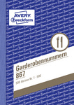 AVERY Zweckform Formularbuch 'Garderobennummern', 1-500, A6