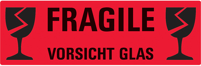 AVERY Zweckform Hinweisetikett 'Vorsicht Glas', 119 x 38 mm