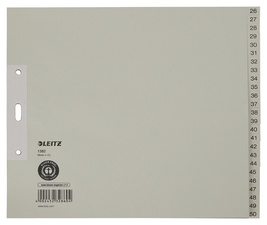 LEITZ Tauenpapier-Register, Zahlen, A4 Überbreite, 1-25,grau