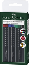 FABER-CASTELL Permanent-Marker GRIP, Rundspitze, 4er Etui