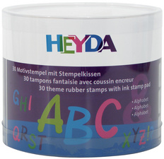 HEYDA Motivstempel-Set 'Alphabet', Klarsicht-Runddose