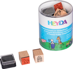 HEYDA Motivstempel-Set 'Pferdchen & Bauernhof', Runddose