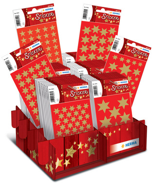 HERMA Weihnachts-Sticker DECOR 'Sterne gold', im Display