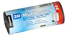 PAPSTAR Mülleimerbeutel LDPE, 5 Liter, weiß