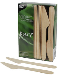 PAPSTAR Holz-Messer pure, Länge: 165 mm, 100er