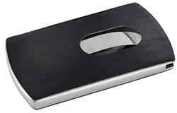 sigel Visitenkarten-Etui Snap, Lederoptik, silber/schwarz