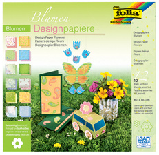 folia Designpapierblock 'Blumen', 305 x 305 mm, 12 Blatt