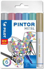 PILOT Pigmentmarker PINTOR, fein, 6er Set CLASSIC MIX