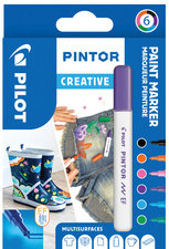 PILOT Pigmentmarker PINTOR, medium, 6er Set PASTEL MIX