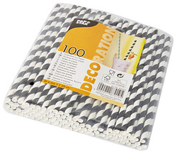PAPSTAR Papier-Trinkhalm Stripes, 200 mm, farbig sortiert