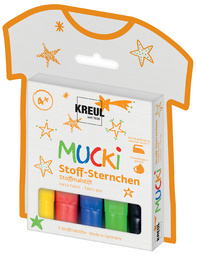 KREUL Stoff-Sternchen Stoffmalstift MUCKI, 5er-Set