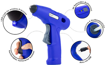 RAPESCO Akku-Heißklebepistole G4-7, schnurlos, blau, 4V