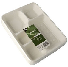 PAPSTAR Zuckerrohr-Menü-Tray pure, 5-geteilt, weiß