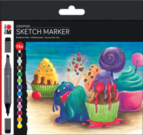 Marabu Sketch-Marker Graphix SUGARHOLIC, 12er Etui