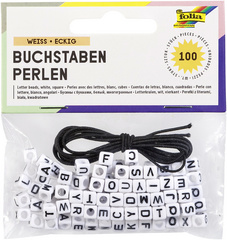 folia Buchstaben-Perlen, eckig, 100 Stück, farbig sortiert