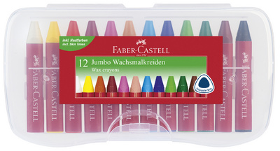 FABER-CASTELL Dreikant-Wachsmalkreide Jumbo, 12er Etui