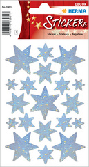 HERMA Weihnachts-Sticker DECOR Sterne, silber, Holografie