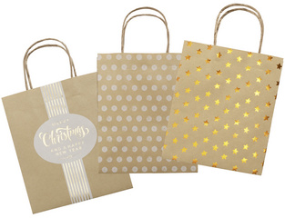 folia Papiertüten Weihnachten, Kraftpapier, groß