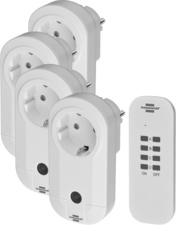 Brennenstuhl 1507050 Funkschalt-Set RC CE1 4001, 4er Funksteckdosen Set (Innenbereich, mit Handsender und erhöhtem Berührungsschutz) Weiß