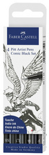 FABER-CASTELL Tuschestift PITT artist pen, 4er Etui Comic