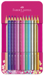 FABER-CASTELL Dreikant-Buntstifte GRIP SPARKLE, 12er Etui