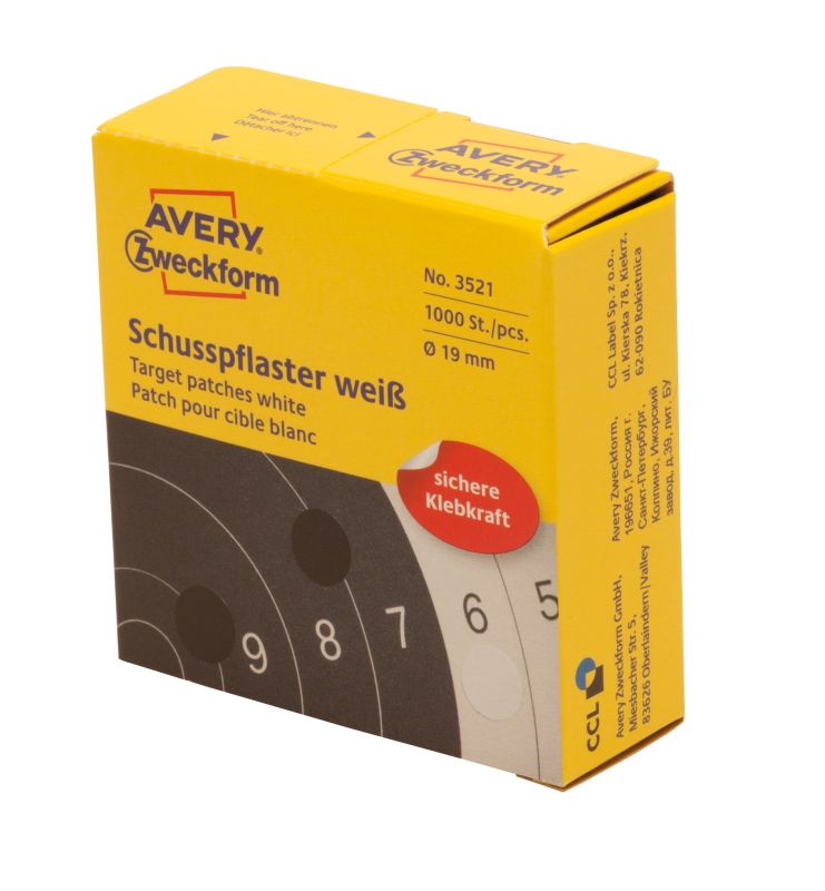 AVERY Zweckform Schußpflaster, weiß, Durchmesser: 19 mm