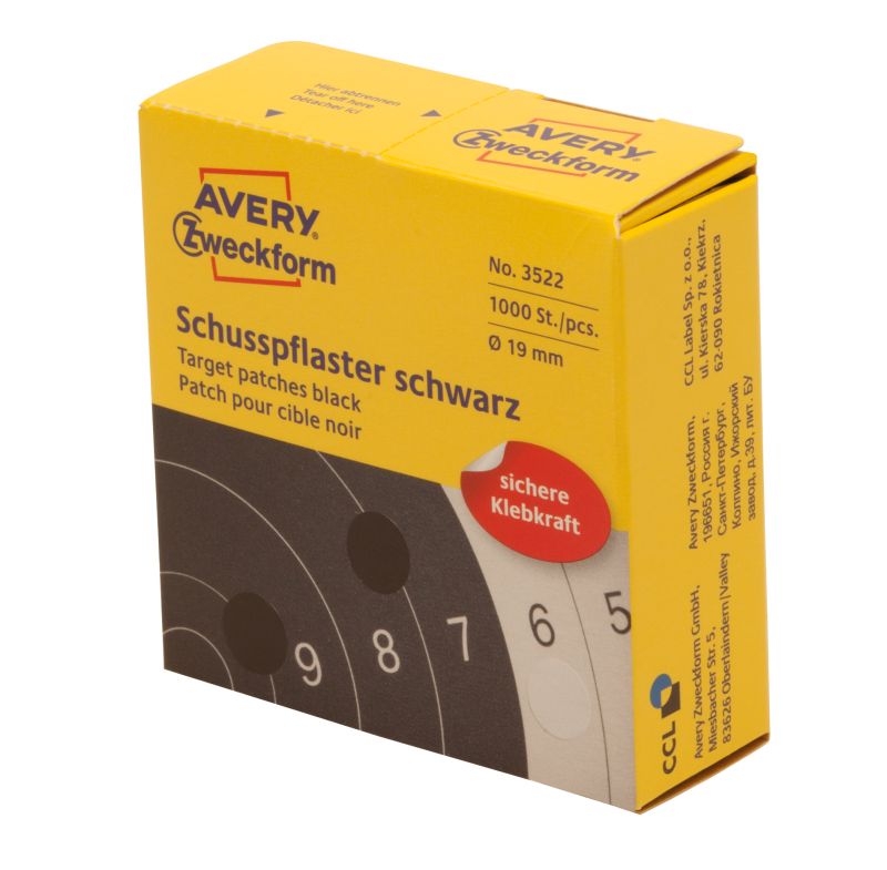 AVERY Zweckform Schußpflaster, schwarz, Durchmesser: 19 mm