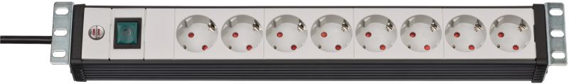 Brennenstuhl 1156057018 Premium-Line 19 Steckdosenleiste für Schaltschränke 8-fach schwarz/lichtgrau 3m H05VV-F 3G1,5 19-Format