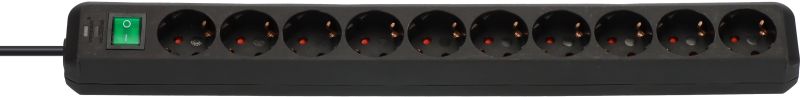 brennenstuhl Eco-Line Steckdosenleiste mit Schalter 10-fach schwarz 3m H05VV-F 3G1,5