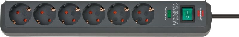 Brennenstuhl 1159710515 Eco-Line 13.500A Überspannungsschutz-Steckdosenleiste 6-fach anthrazit 5m H05VV-F 3G1,5