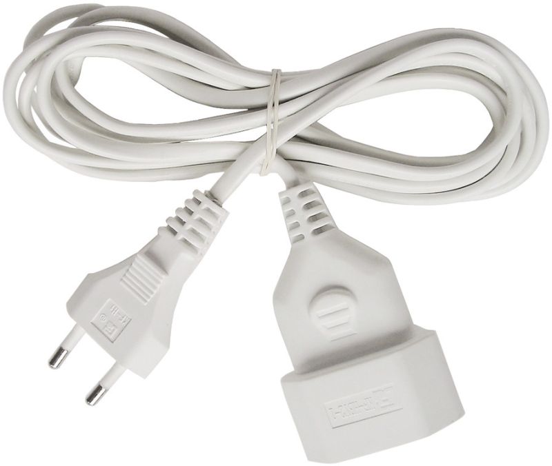 Brennenstuhl 1161660 Kunststoff-Verlängerungskabel 3m weiß H03VVH2-F 2x0,75 Euroverlängerungskabel mit Eurostecker und Eurokupplung