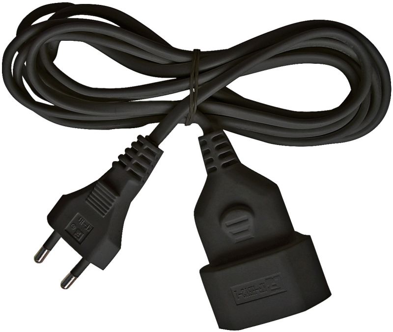 Brennenstuhl 1161790 Kunststoff-Verlängerungskabel 3m schwarz H03VVH2-F 2x0,75 Euroverlängerungskabel mit Eurostecker und Eurokupplung