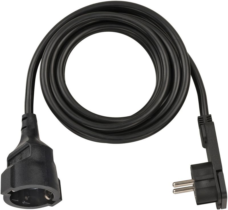 Brennenstuhl 1168980030 Qualitäts-Kunststoff-Verlängerungskabel mit Flachstecker 3m H05VV-F3G1,5 schwarz