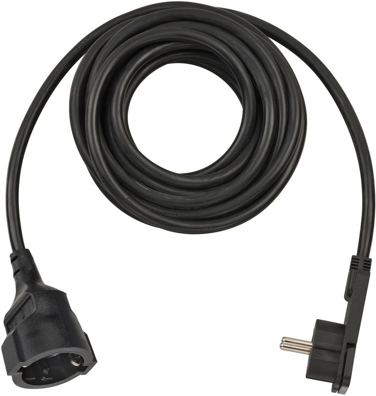 brennenstuhl Qualitäts-Kunststoff-Verlängerungskabel mit Flachstecker 5m H05VV-F3G1,5 schwarz