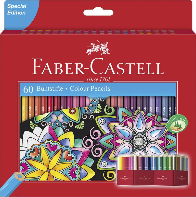 FABER-CASTELL Hexagonal-Buntstifte CASTLE, 60er Kartonetui