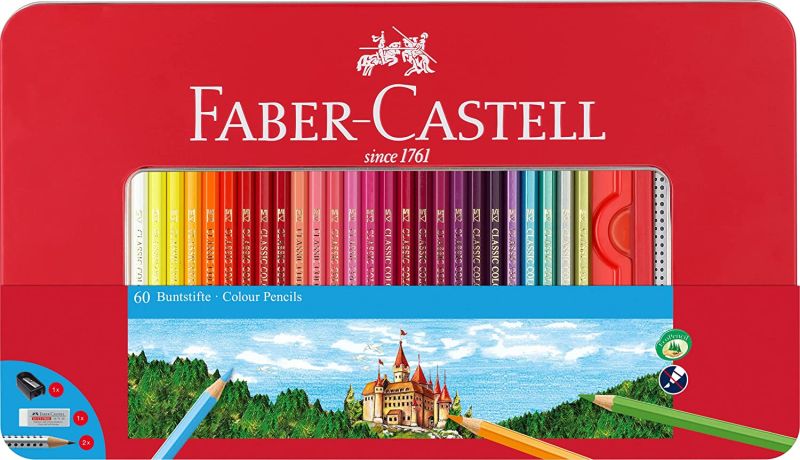 FABER-CASTELL Hexagonal-Buntstifte CASTLE, 60er Metalletui