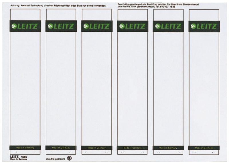 Leitz 1686 PC-beschriftbare Rückenschilder - Papier, kurz/schmal, 150 Stück, grau