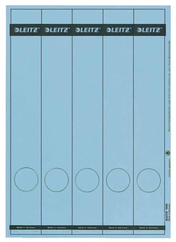 Leitz 1688 PC-beschriftbare Rückenschilder - Papier, lang/schmal, 125 Stück, blau