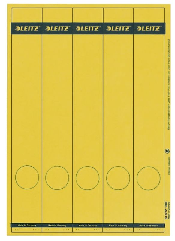 Leitz 1688 PC-beschriftbare Rückenschilder - Papier, lang/schmal, 125 Stück, gelb