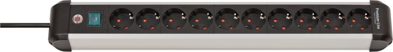 brennenstuhl Premium-Alu-Line Steckdosenleiste mit Schalter 10-fach 3m H05VV-F 3G1,5