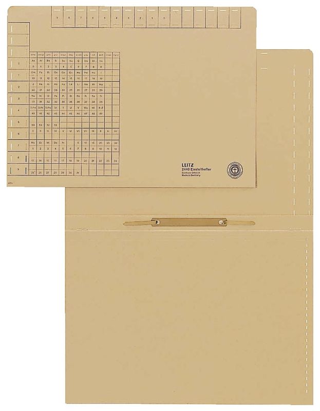 Leitz 2440 Einstellhefter mit beweglichem Heftfalz - kfm. Heftung, Natronkarton, naturbraun