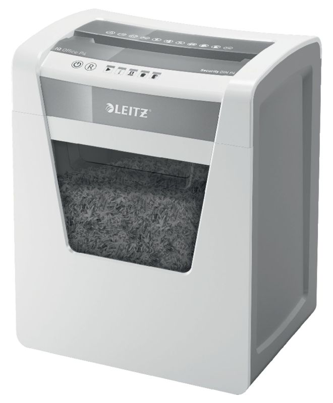 Leitz Aktenvernichter IQ Office - Partikelschnitt P4, 15 Blatt, weiß