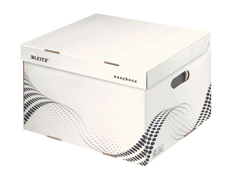 Leitz 6137 Archiv Container easyboxx L - Wellpappe (RC), Tragkraft 17 kg, weiß