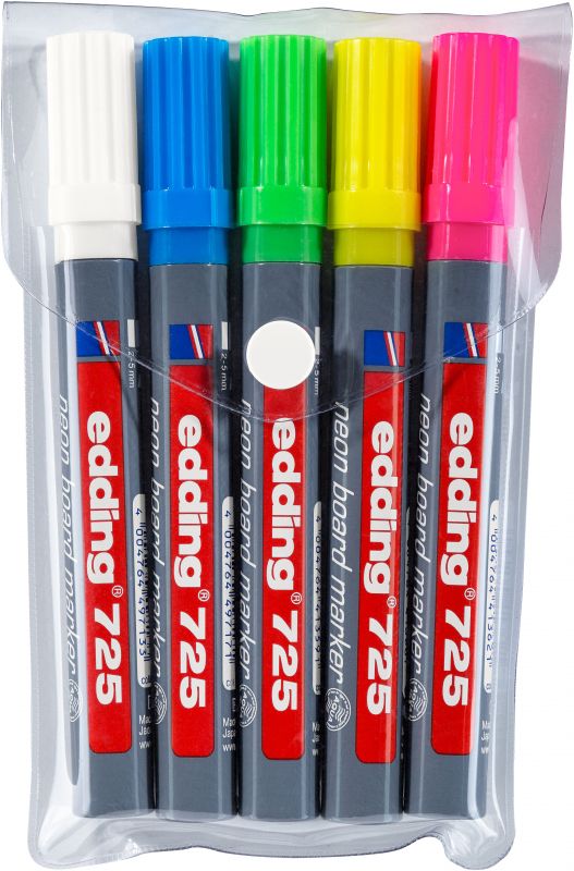 Neon-Boardmarker edding 725, nachfüllbar, 2 - 5 mm, sortiert