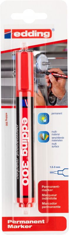 Permanentmarker edding 300, nachfüllbar, 1,5 - 3 mm, rot