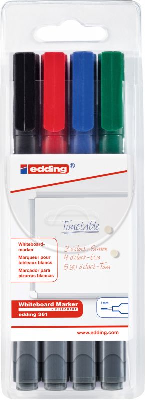 Whiteboardmarker edding 361, nachfüllbar, 1 mm, sortiert