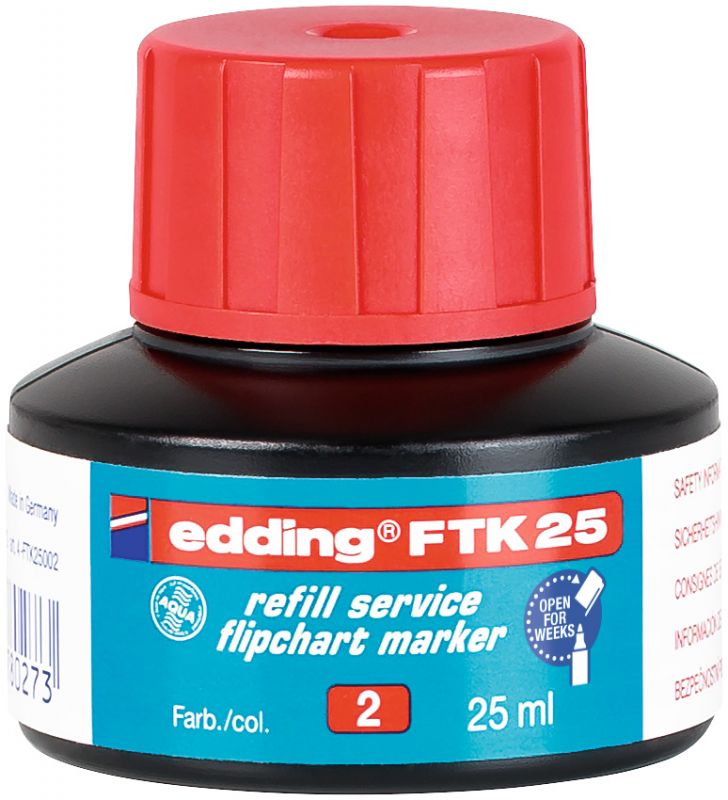 Nachfülltinte edding FTK 25, f.edding Flipchartm., 25 ml, rot