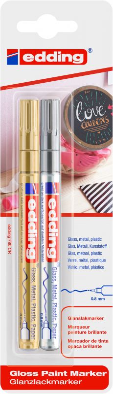 Glanzlack-Marker creative 780 0,8 mm, gold und silber
