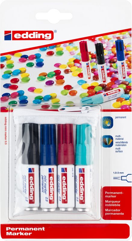 Permanentmarker edding mini marker 0.5,  1,5 - 3 mm, sortiert