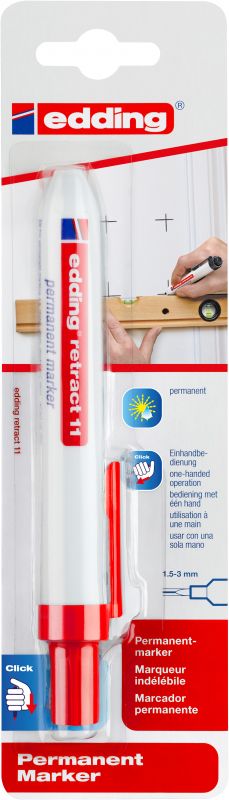 Permanentmarker edding retract 11, nachfüllb., Druckmechanik, 1,5-3 mm, rot